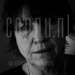 16-04-1999 Kitty Courbois at studio in Amsterdam on behalf of Schreeuwen project.

[keywords]Black and White Image, Headshot[/keywords]